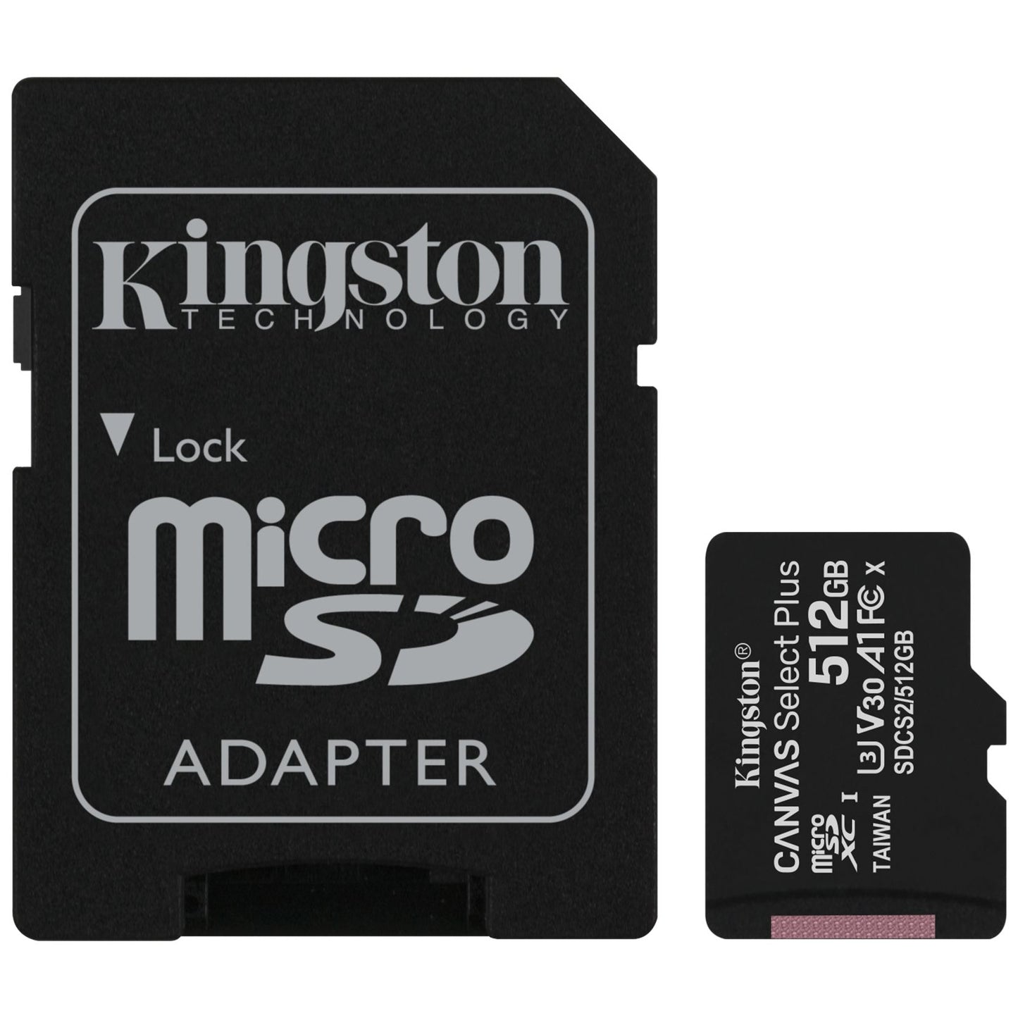 Karta pamięci microSDXC Kingston Canvas Select Plus Android A1, 512GB, Klasa 10 / UHS-1 U3, z adapterem SDCS2/512GB