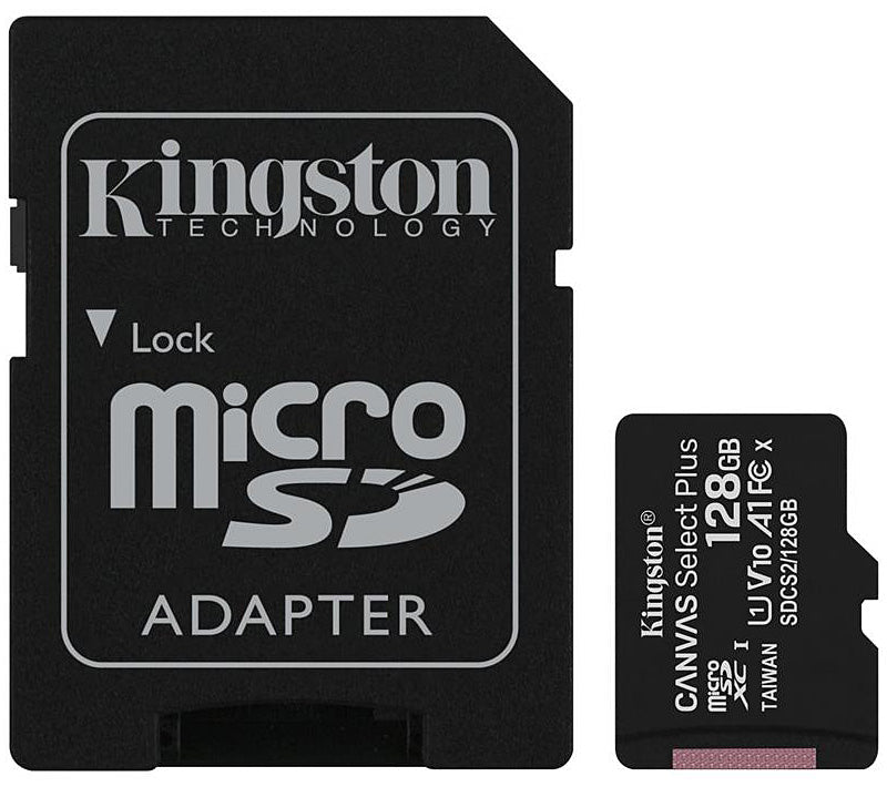 Karta pamięci microSDXC Kingston Canvas Select Plus Android A1, 128 GB, klasa 10 / UHS-1 U1, z adapterem SDCS2/128 GB