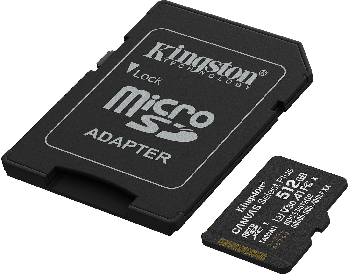 Karta pamięci microSDXC Kingston Canvas Select Plus Android A1, 512Gb, Klasa 10 / UHS-1 U3, Z adapterem SDCS3/512GB