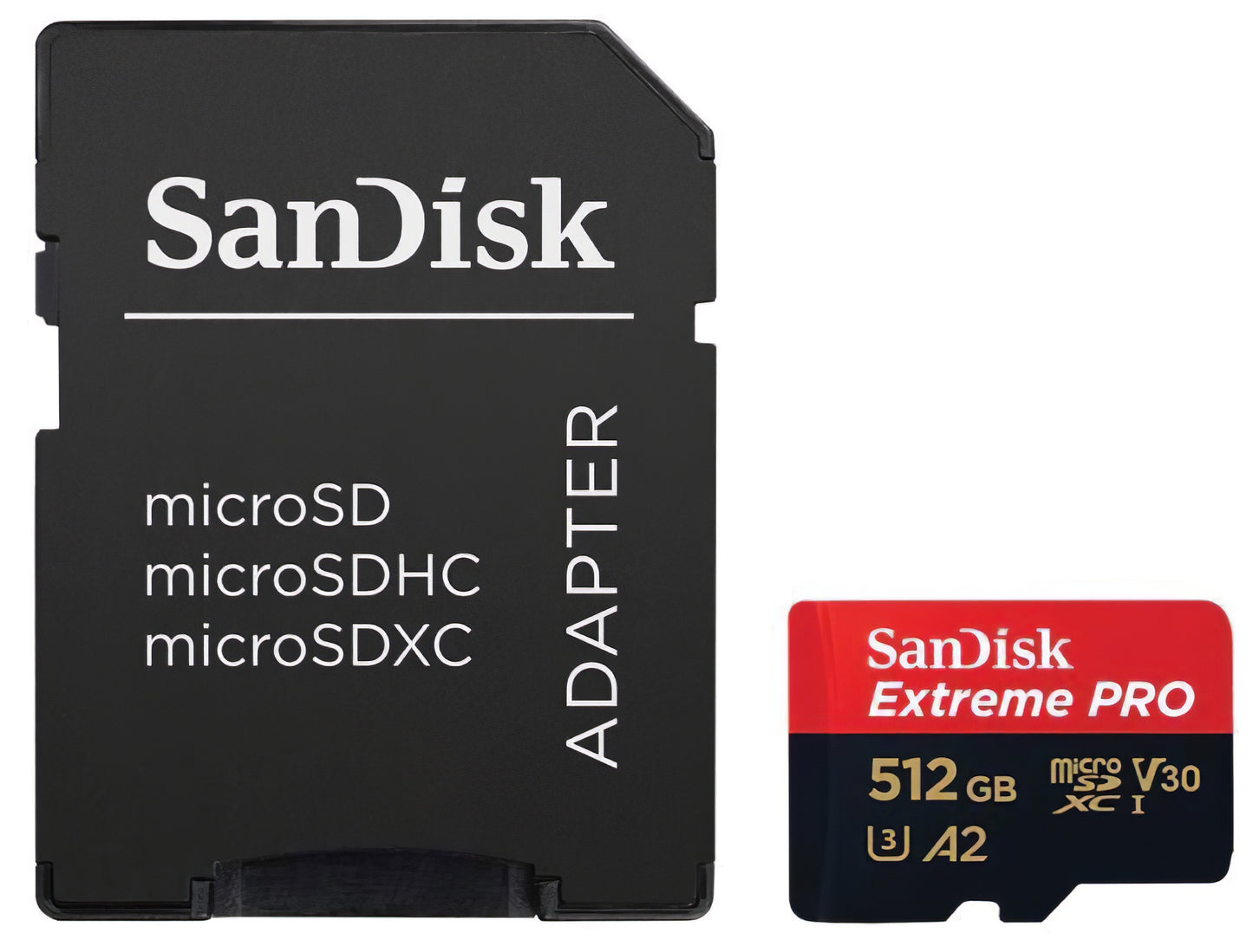 Karta pamięci microSDXC SanDisk Extreme Pro, 512Gb, Klasa 10 / UHS-1 U3, Z adapterem SDSQXCD-512G-GN6MA