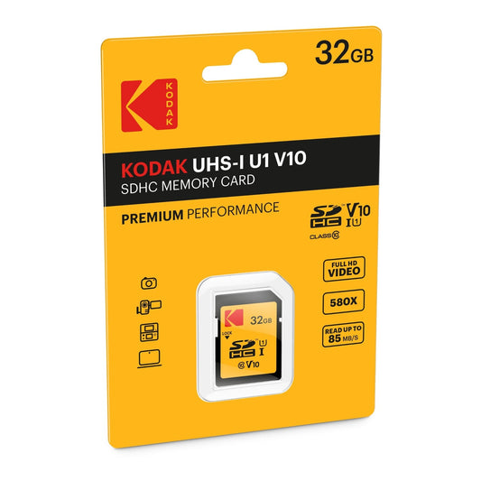 Karta pamięci SDHC Kodak Premium Performance, 32Gb, Klasa 10 / UHS-1 U1 EKMSD32GHC10K