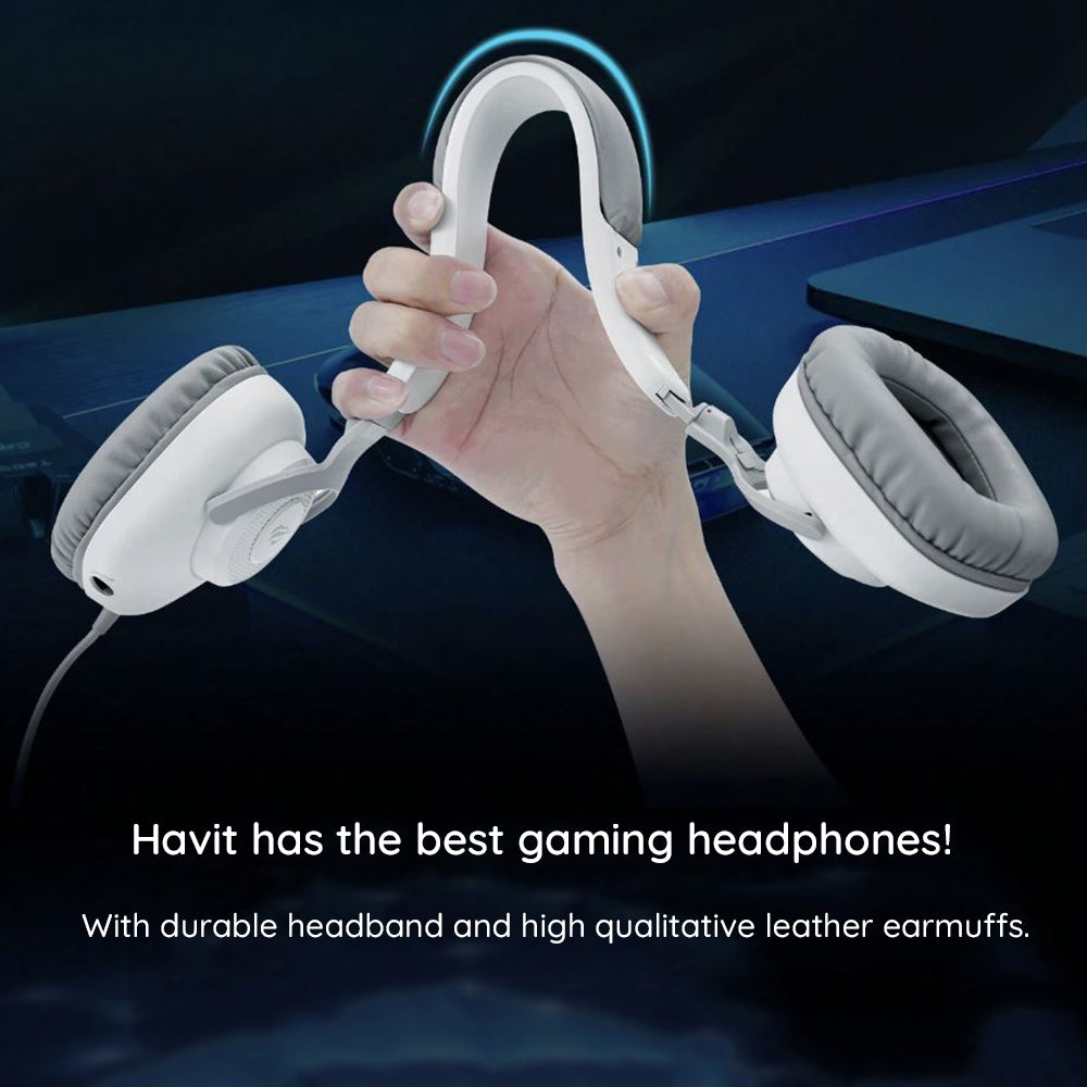 Słuchawki Gaming USB HAVIT H2230U, 1.8m, Białe