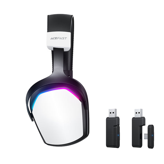 Słuchawki Gamingowe Bezprzewodowe Acefast H11, RGB, BT / Wi-Fi / Przewodowe, Białe