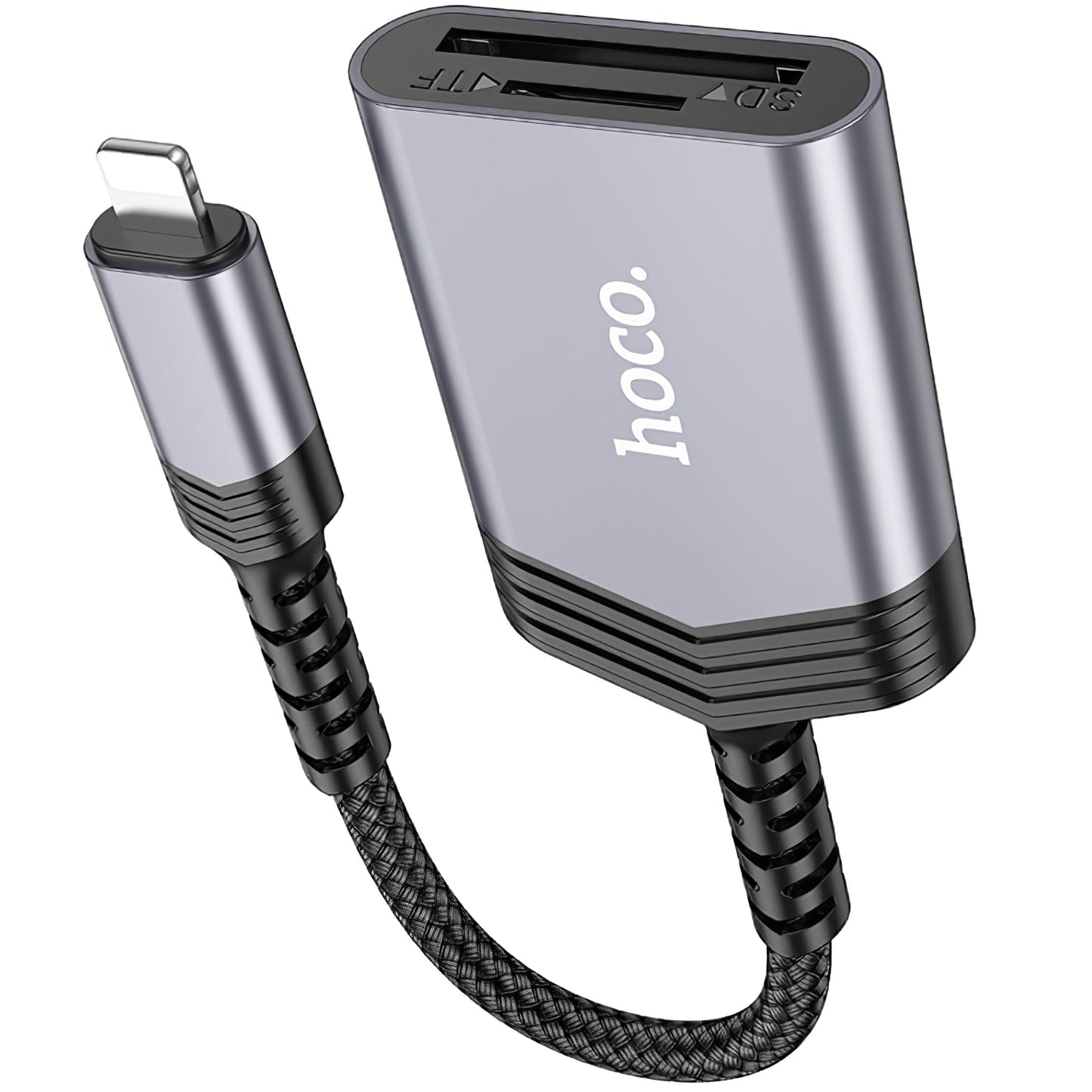 Czytnik kart Lightning HOCO UA25, SD - microSD, Szary