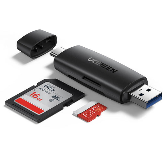 Czytnik kart USB / USB-C UGREEN CM304, SD - microSD, czarny