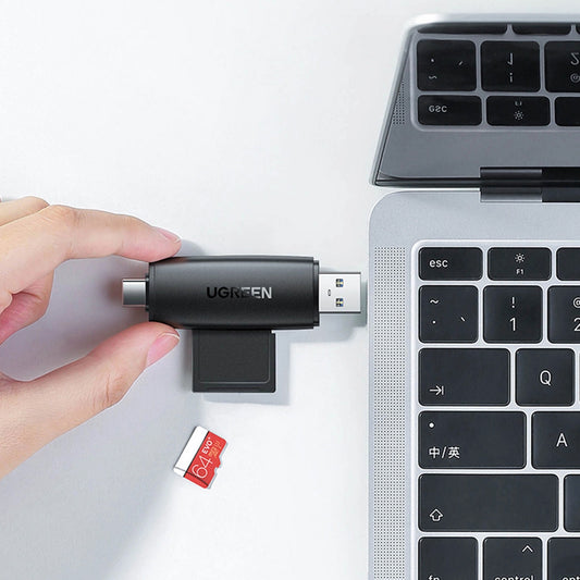 Czytnik kart USB / USB-C UGREEN CM304, SD - microSD, czarny