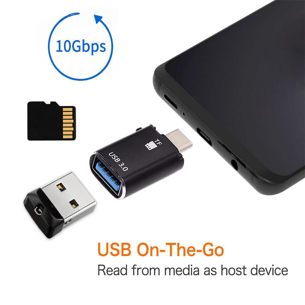 Czytnik kart USB-C Techsuit AluVoltX, USB-A (OTG) - microSD, Czarny