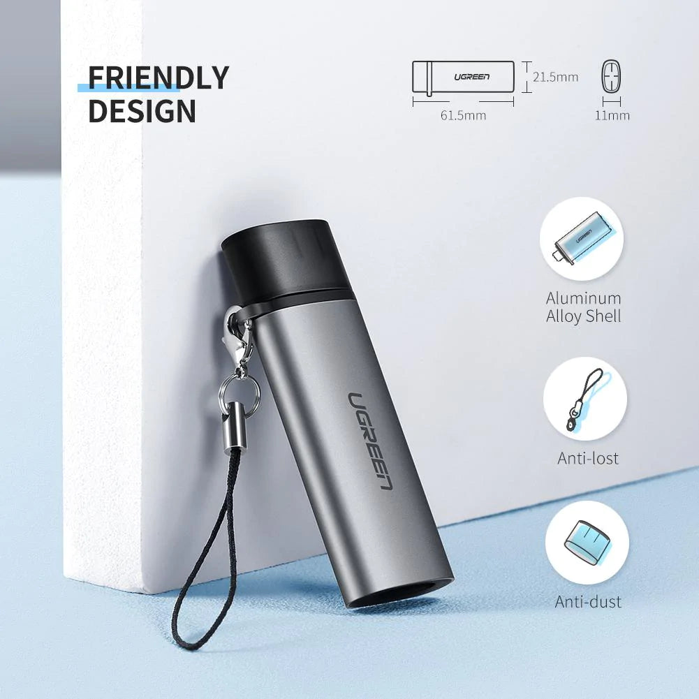 Czytnik kart USB-C UGREEN CM184, SD - microSD, Szary