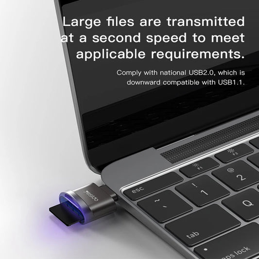 Czytnik kart USB-C Yesido GS19, USB-A (OTG) - microSD, Szary