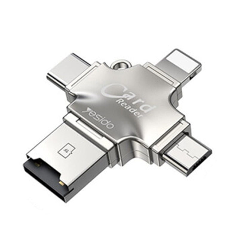 Czytnik kart USB / USB-C / Lightning / microUSB Yesido GS13, microSD, Srebrny