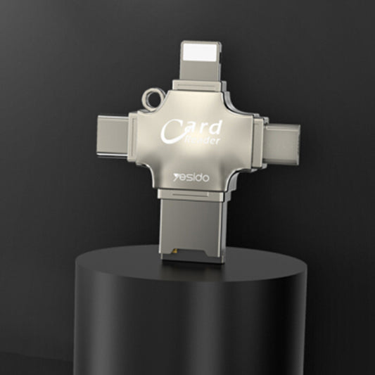 Czytnik kart USB / USB-C / Lightning / microUSB Yesido GS13, microSD, Srebrny