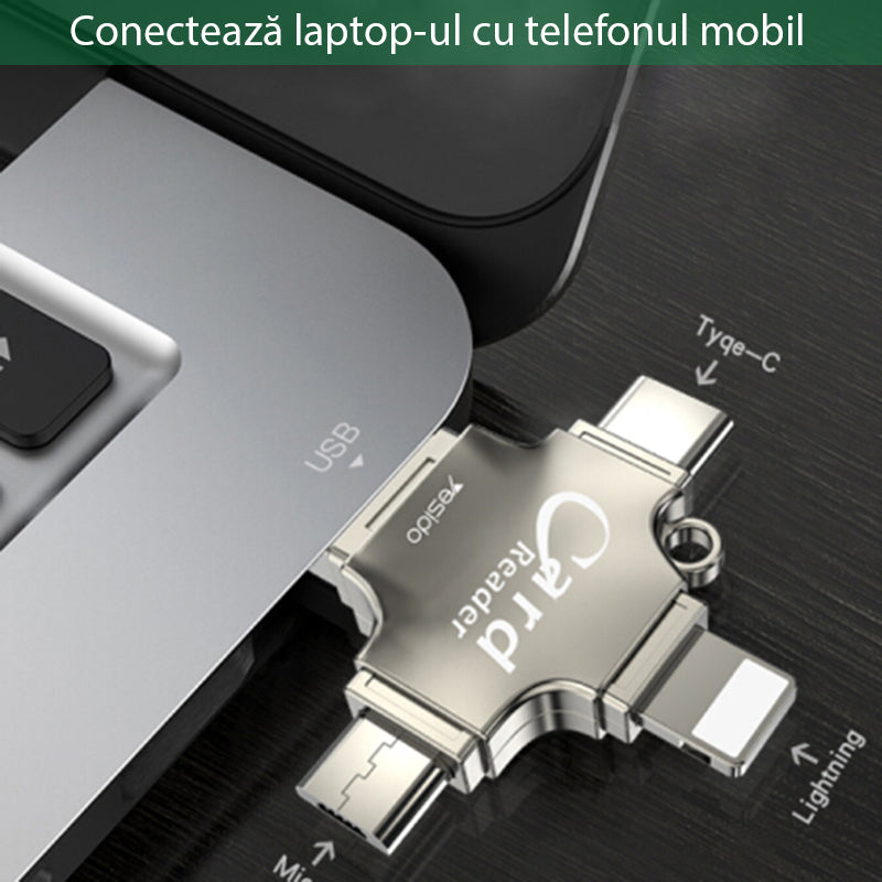 Czytnik kart USB / USB-C / Lightning / microUSB Yesido GS13, microSD, Srebrny