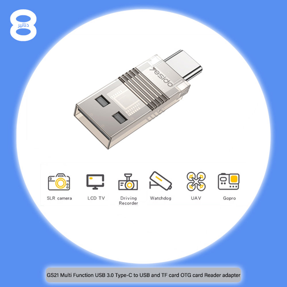 Czytnik kart USB / USB-C Yesido GS21, microSD, Przezroczysty