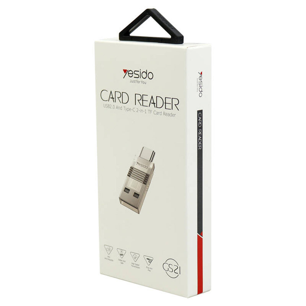 Czytnik kart USB / USB-C Yesido GS21, microSD, Przezroczysty