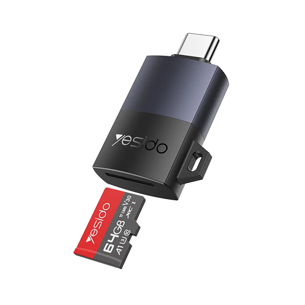 Czytnik kart USB-C Yesido GS37, microSD, Czarny