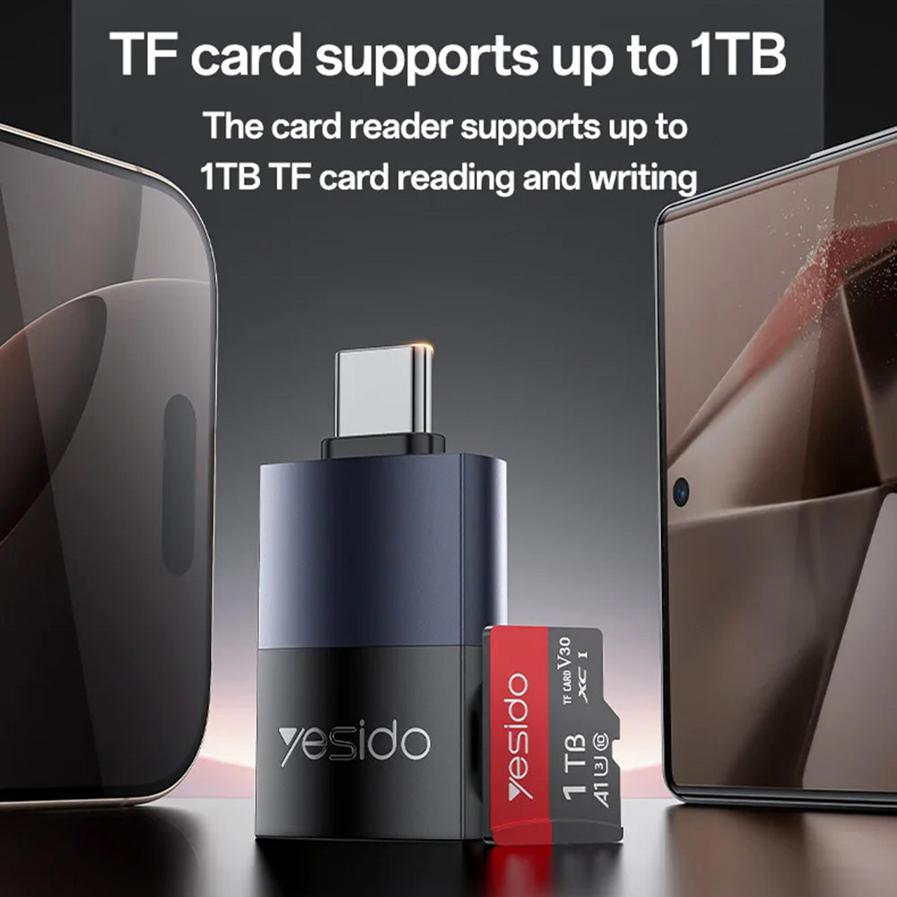 Czytnik kart USB-C Yesido GS37, microSD, Czarny
