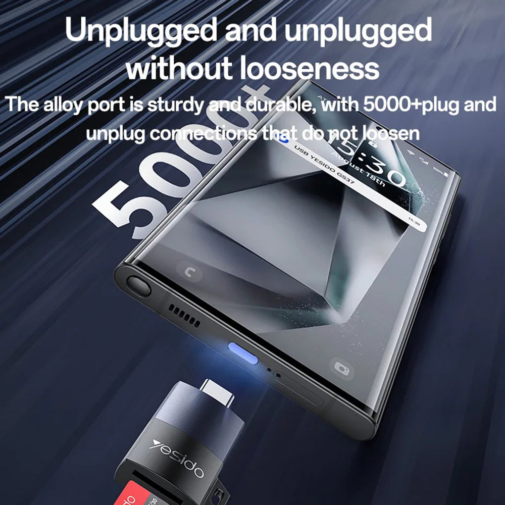 Czytnik kart USB-C Yesido GS37, microSD, Czarny