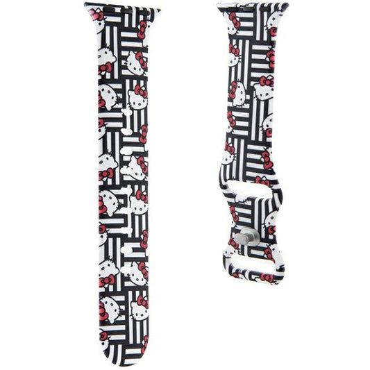 Pasek Hello Kitty Silicone Kitty Heads & Stripes do Apple Watch 42mm / 41mm / 40mm / 38mm Series, Czarny