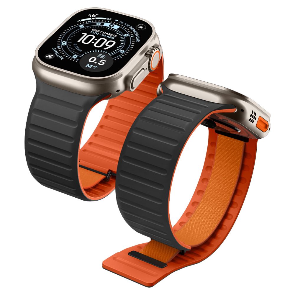 Pasek Spigen Athlex Air M do Apple Watch 49mm / 46mm / 45mm / 44mm Series, Czarny Pomarańczowy AMP11534