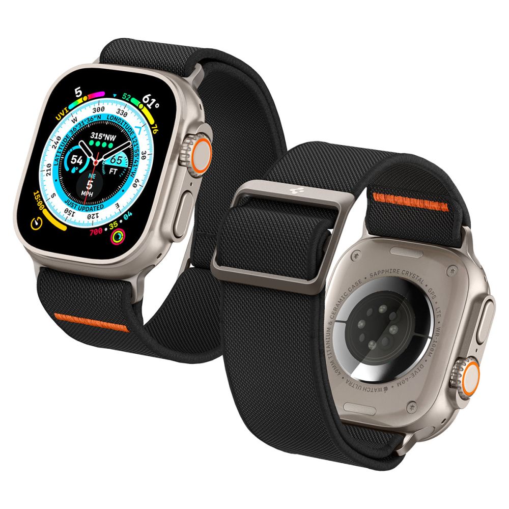 Spigen Fit Lite Ultra Strap for Apple Watch 49mm / 46mm / 45mm / 44mm / 42mm Series, Black AMP05983