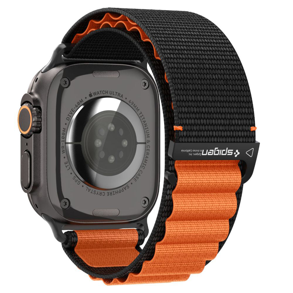 Pasek Spigen WBF1 do Apple Watch 49mm / 46mm / 45mm / 44mm Series, Czarno-Pomarańczowy AMP10145