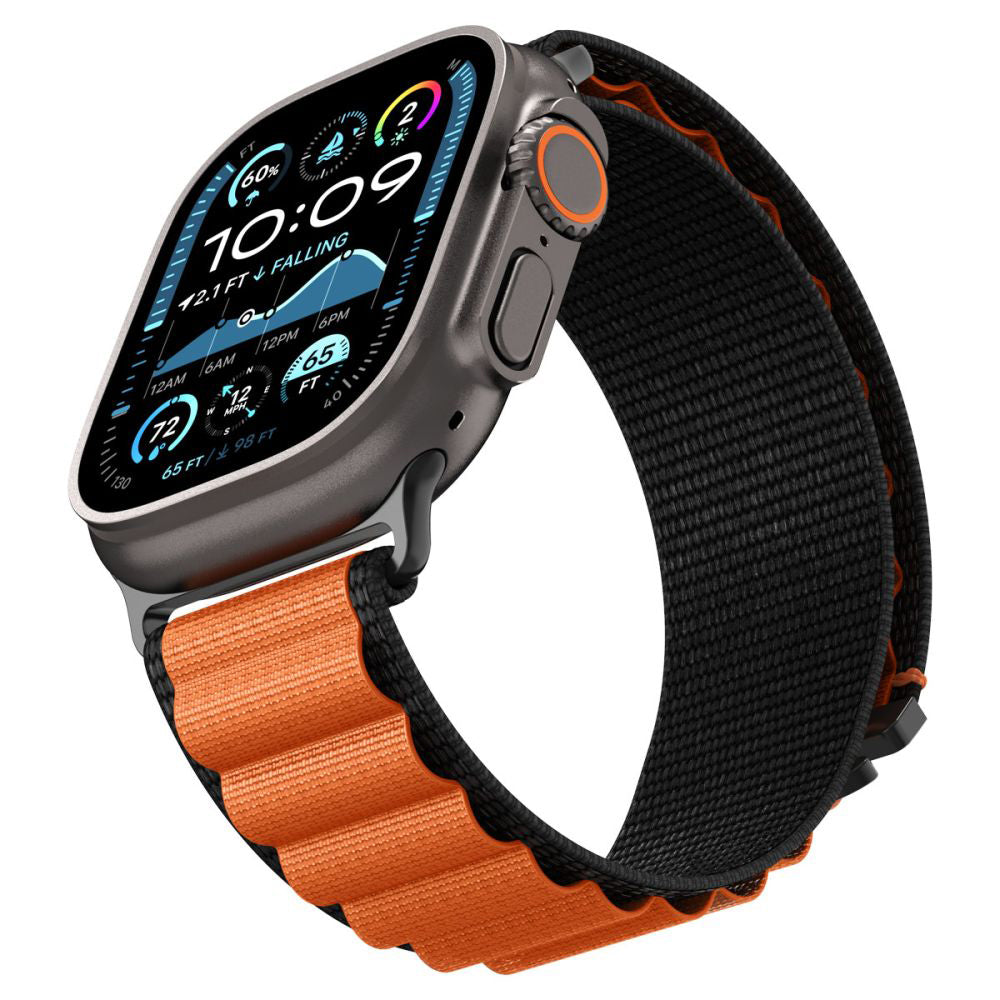Pasek Spigen WBF1 do Apple Watch 49mm / 46mm / 45mm / 44mm Series, Czarno-Pomarańczowy AMP10145