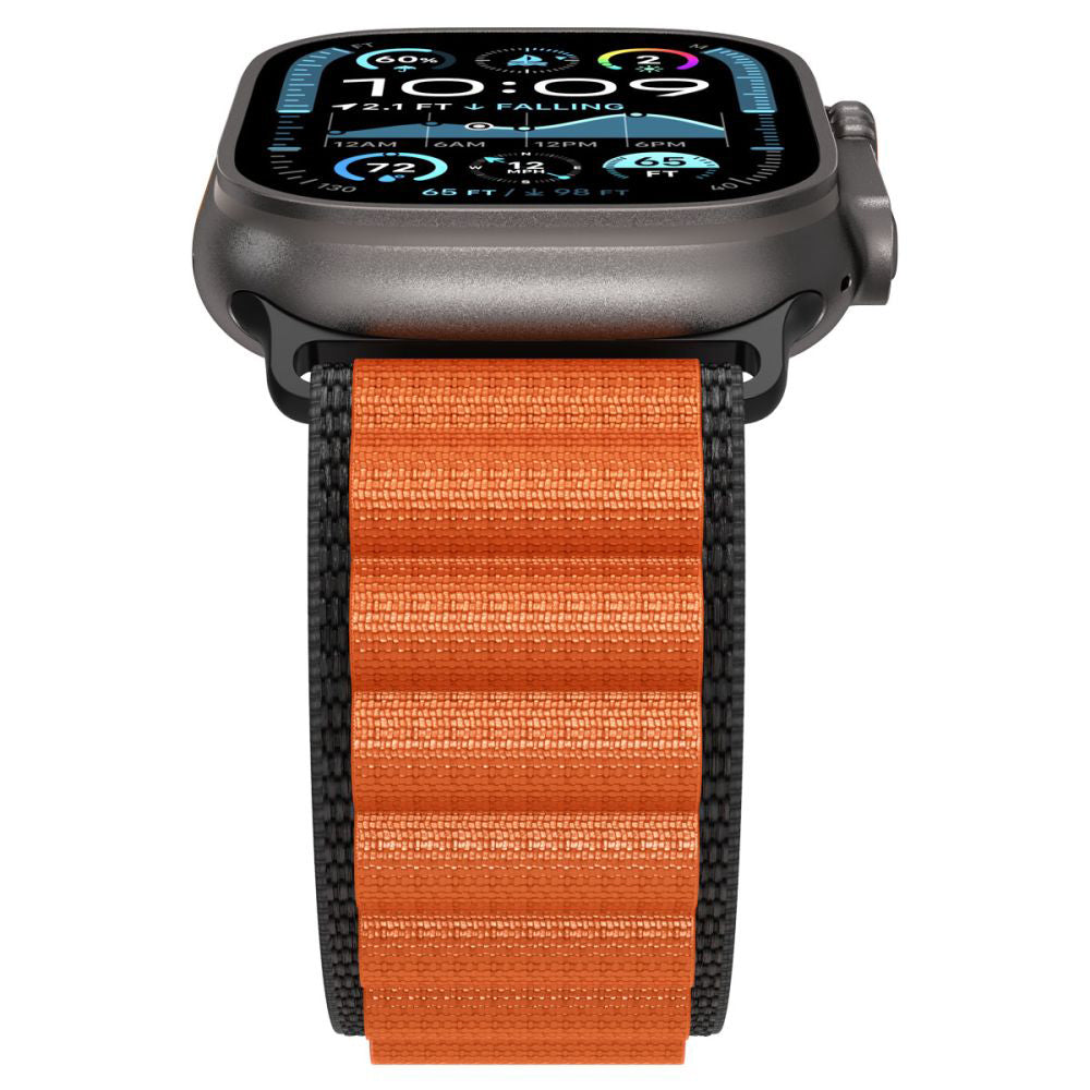 Pasek Spigen WBF1 do Apple Watch 49mm / 46mm / 45mm / 44mm Series, Czarno-Pomarańczowy AMP10145