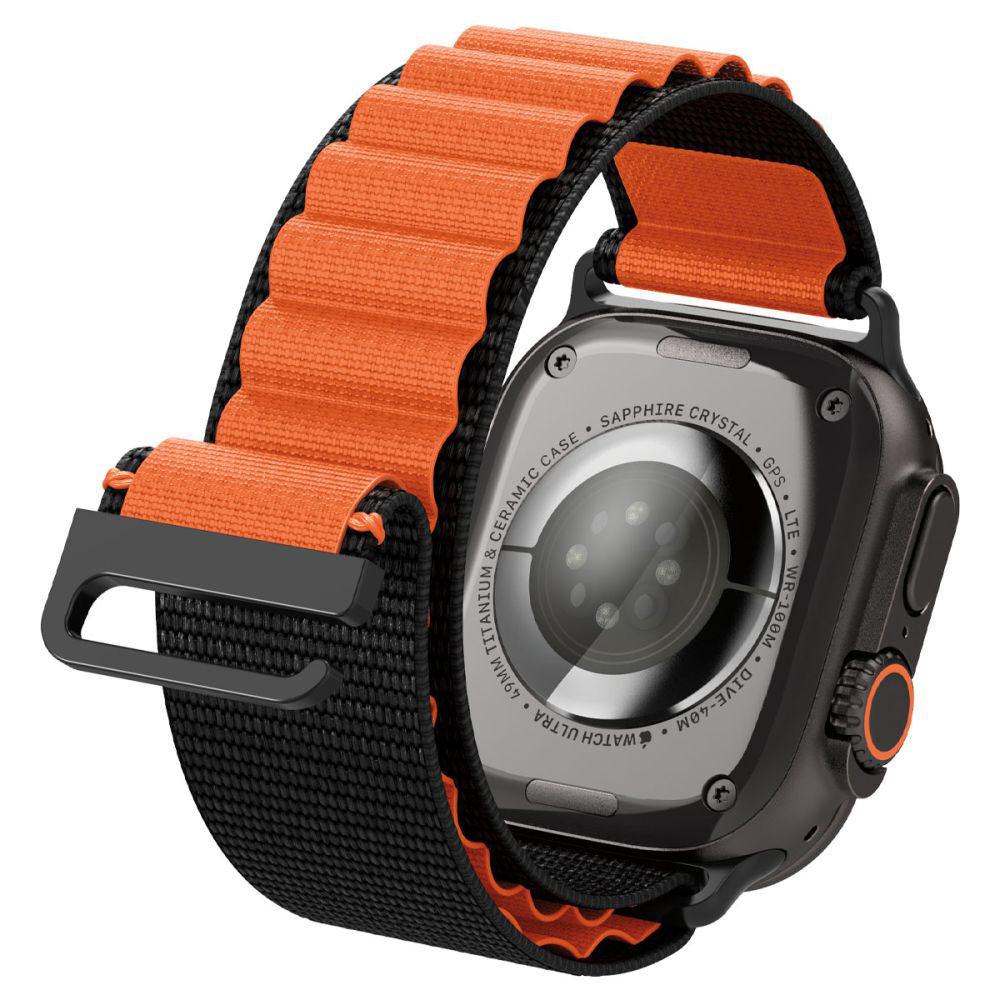 Pasek Spigen WBF1 do Apple Watch 49mm / 46mm / 45mm / 44mm Series, Czarno-Pomarańczowy AMP10145