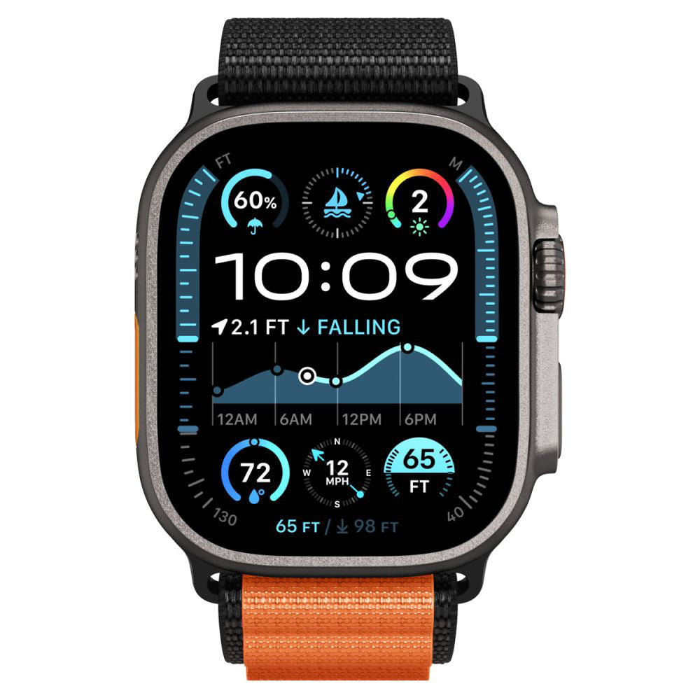 Pasek Spigen WBF1 do Apple Watch 49mm / 46mm / 45mm / 44mm Series, Czarno-Pomarańczowy AMP10145