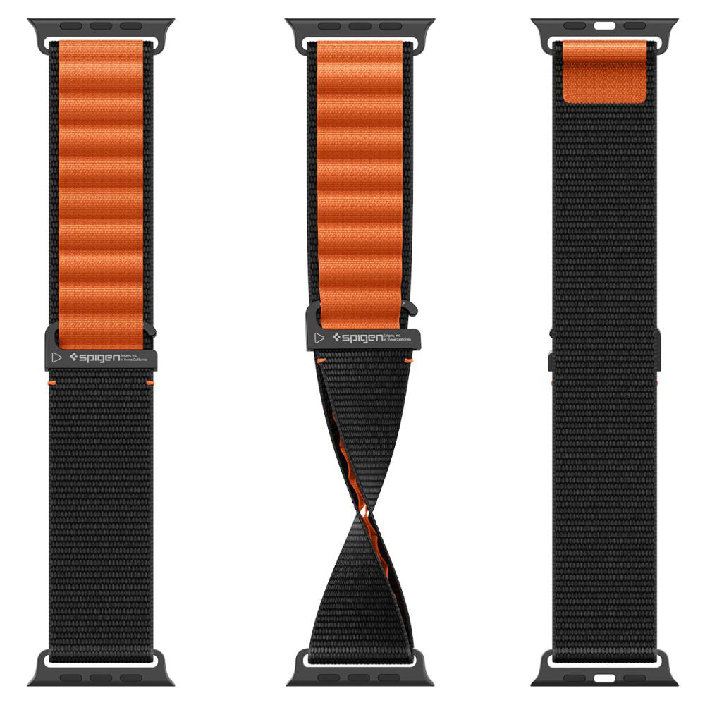 Pasek Spigen WBF1 do Apple Watch 49mm / 46mm / 45mm / 44mm Series, Czarno-Pomarańczowy AMP10145