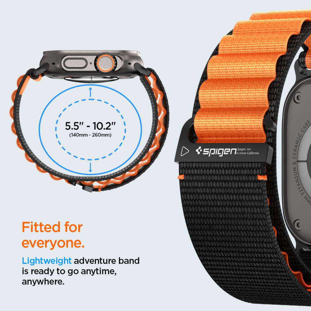 Pasek Spigen WBF1 do Apple Watch 49mm / 46mm / 45mm / 44mm Series, Czarno-Pomarańczowy AMP10145