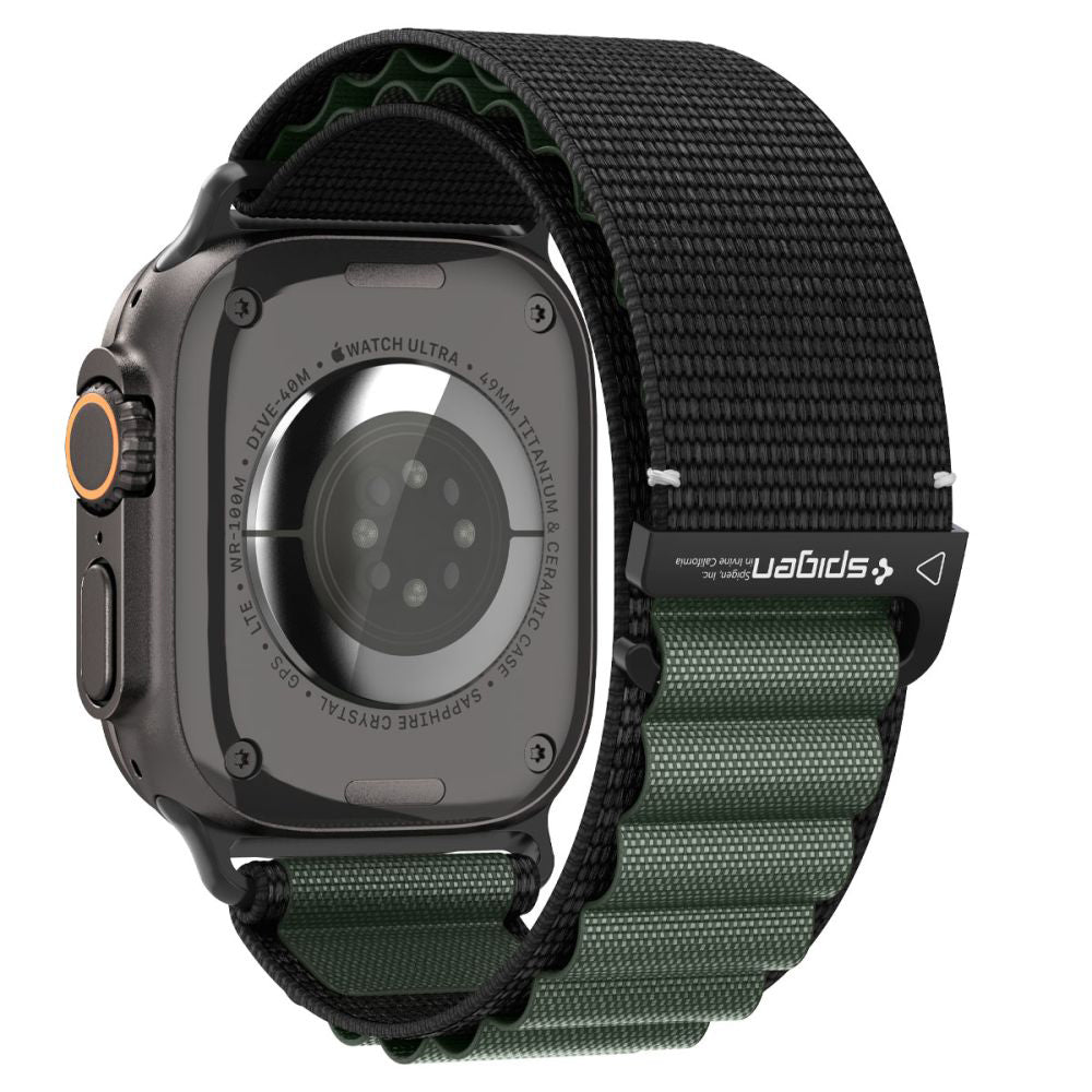 Pasek Spigen WBF1 do Apple Watch 49mm / 46mm / 45mm / 44mm Series, Czarno-Zielony AMP10223