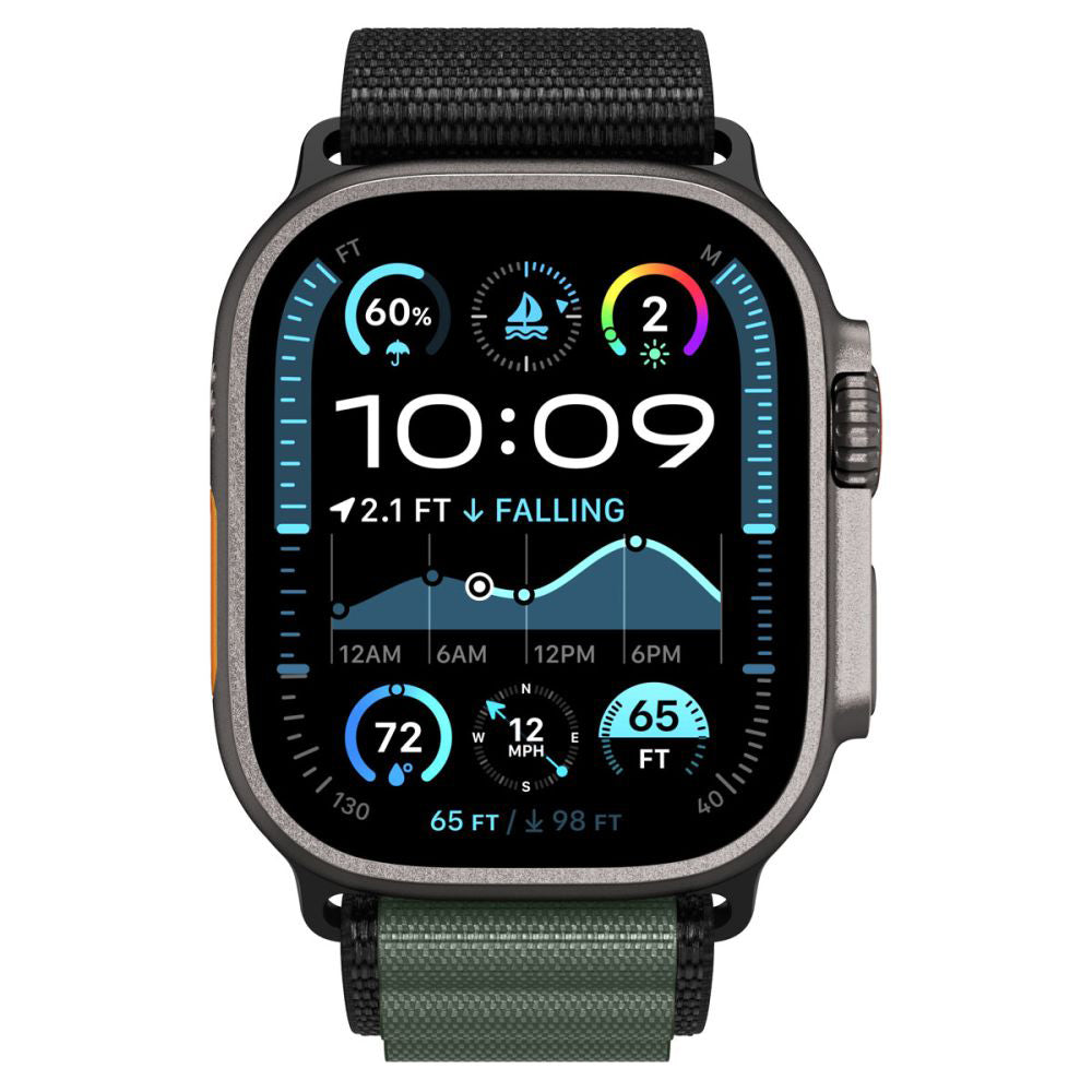 Pasek Spigen WBF1 do Apple Watch 49mm / 46mm / 45mm / 44mm Series, Czarno-Zielony AMP10223