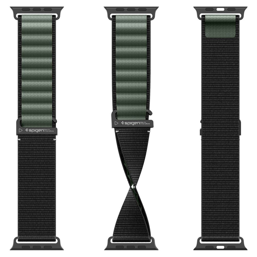 Pasek Spigen WBF1 do Apple Watch 49mm / 46mm / 45mm / 44mm Series, Czarno-Zielony AMP10223