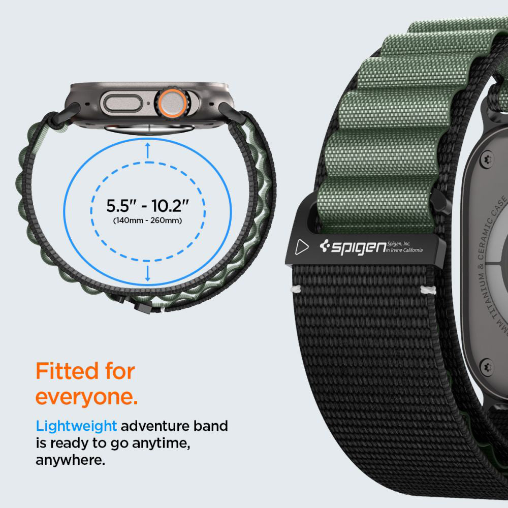 Pasek Spigen WBF1 do Apple Watch 49mm / 46mm / 45mm / 44mm Series, Czarno-Zielony AMP10223