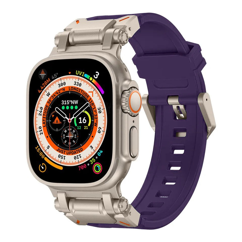 Pasek Techsuit W064 do Apple Watch 49mm / 46mm / 45mm / 44mm / 42mm Series, Srebrny Fioletowy