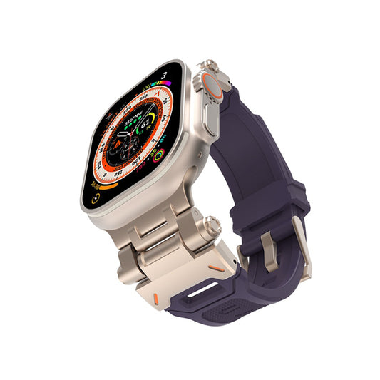 Pasek Techsuit W064 do Apple Watch 49mm / 46mm / 45mm / 44mm / 42mm Series, Srebrny Fioletowy