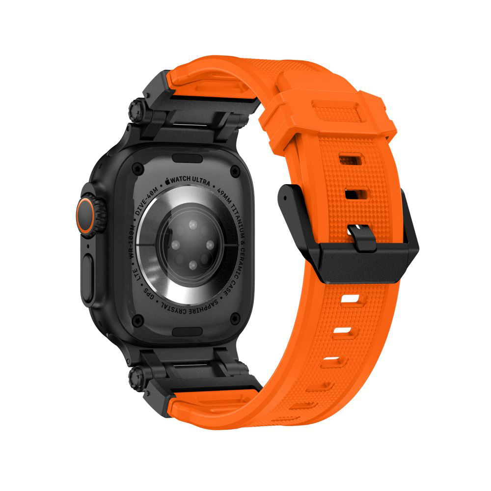 Pasek Techsuit W064 do Apple Watch 49mm / 46mm / 45mm / 44mm / 42mm Series, Czarno-Pomarańczowy