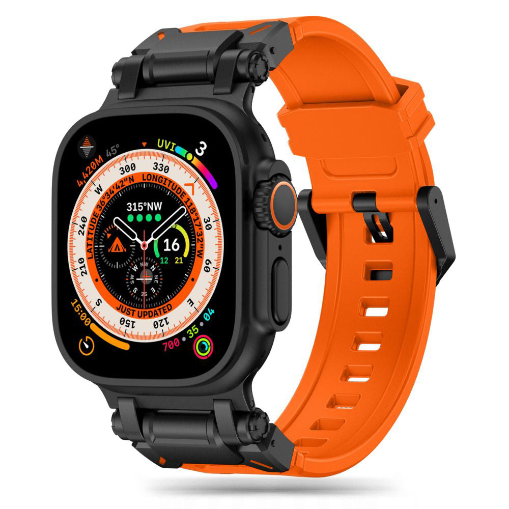 Pasek Techsuit W064 do Apple Watch 49mm / 46mm / 45mm / 44mm / 42mm Series, Czarno-Pomarańczowy