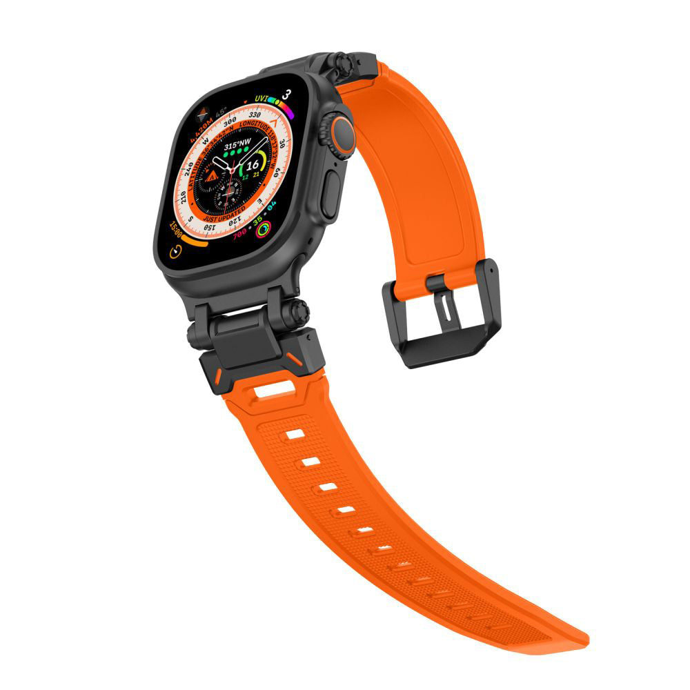 Pasek Techsuit W064 do Apple Watch 49mm / 46mm / 45mm / 44mm / 42mm Series, Czarno-Pomarańczowy