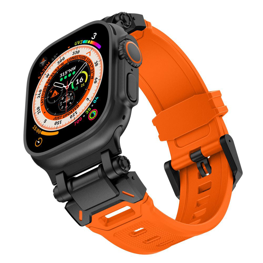 Pasek Techsuit W064 do Apple Watch 49mm / 46mm / 45mm / 44mm / 42mm Series, Czarno-Pomarańczowy