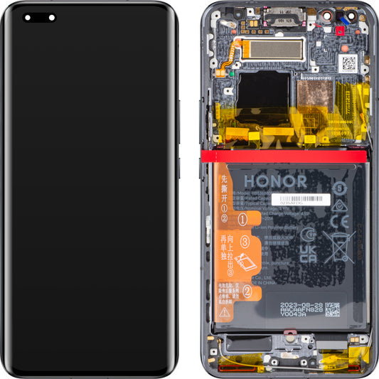 Ekran dotykowy Wyświetlacz dotykowy Honor Magic5 Pro, z ramką i baterią, czarny, Service Pack 0235AFDG