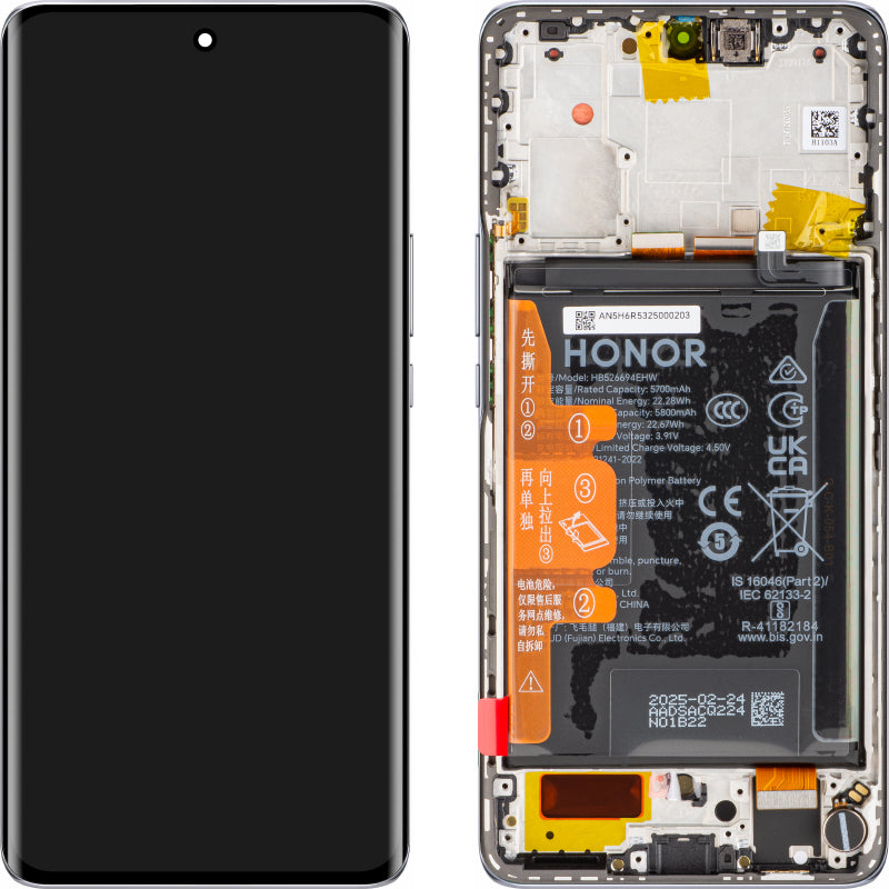 Wyświetlacz z ekranem dotykowym Honor X50, z ramką i baterią, srebrny, Service Pack 0235AGJH