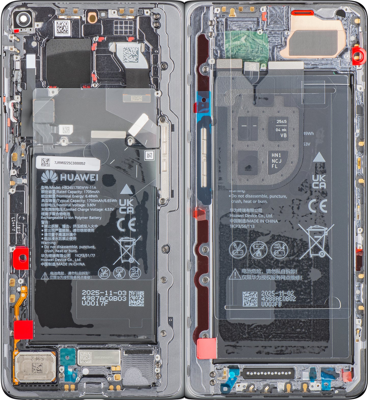Wyświetlacz z ekranem dotykowym Huawei Mate X7, z ramką i baterią, szary, zestaw serwisowy 02357JRM