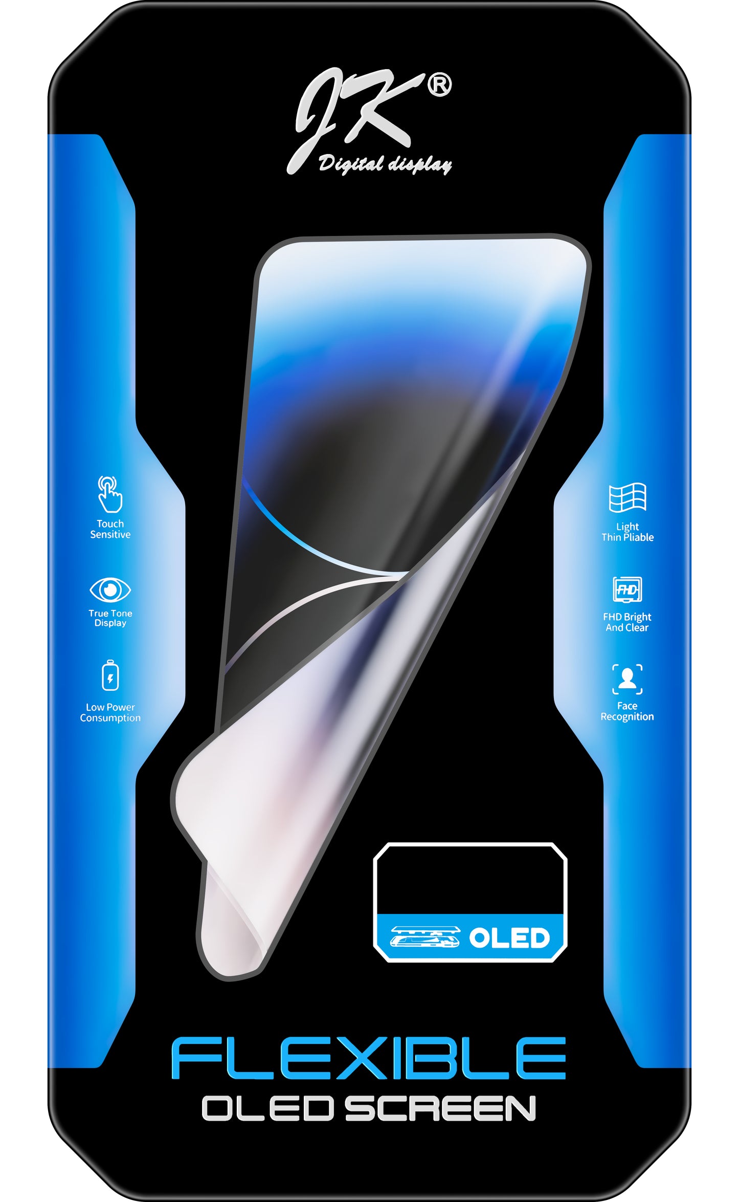 Wyświetlacz dotykowy JK do Apple iPhone 14, z ramką, wersja OLED, czarny