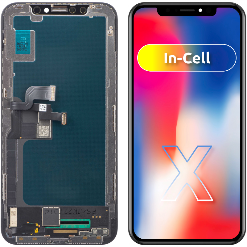 Wyświetlacz dotykowy JK do Apple iPhone X, z ramką, wersja In-Cell LCD, czarny