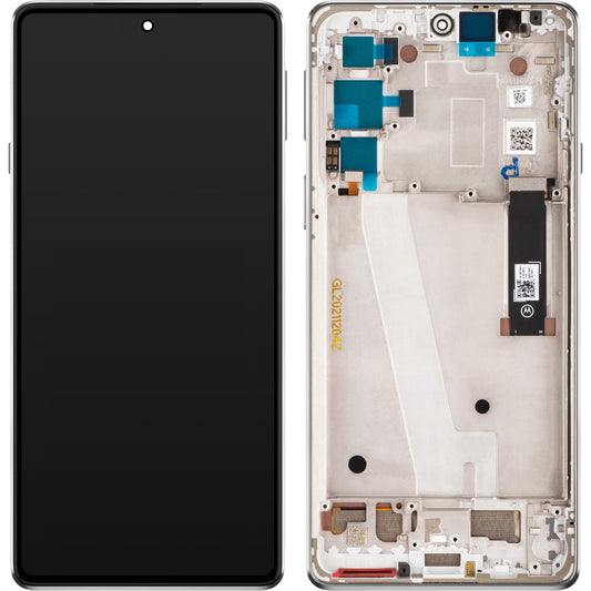 Wyświetlacz dotykowy Motorola Edge 20, z ramką, biały matowy, Service Pack 5D68C19194