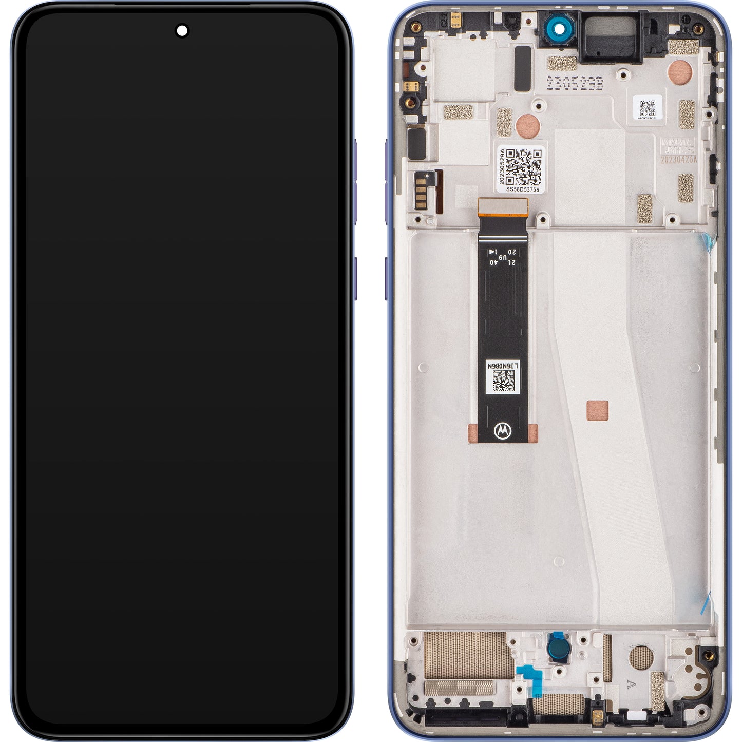 Wyświetlacz dotykowy Motorola Edge 30 Neo, z ramką, fioletowy (Very Peri), Service Pack 5D68C21405