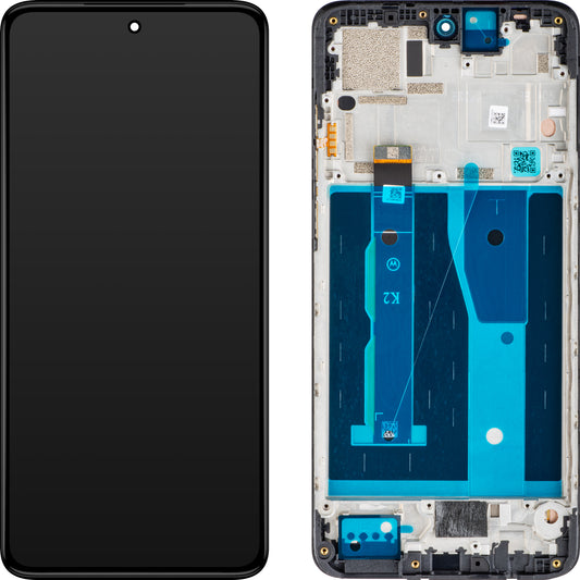 Wyświetlacz dotykowy Motorola Moto G84, z ramką, czarny, Service Pack 5D68C23231