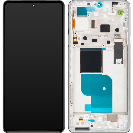 Wyświetlacz dotykowy Motorola Edge 30 Pro, z ramką, srebrny (Stardust White), Service Pack 5D68C20277